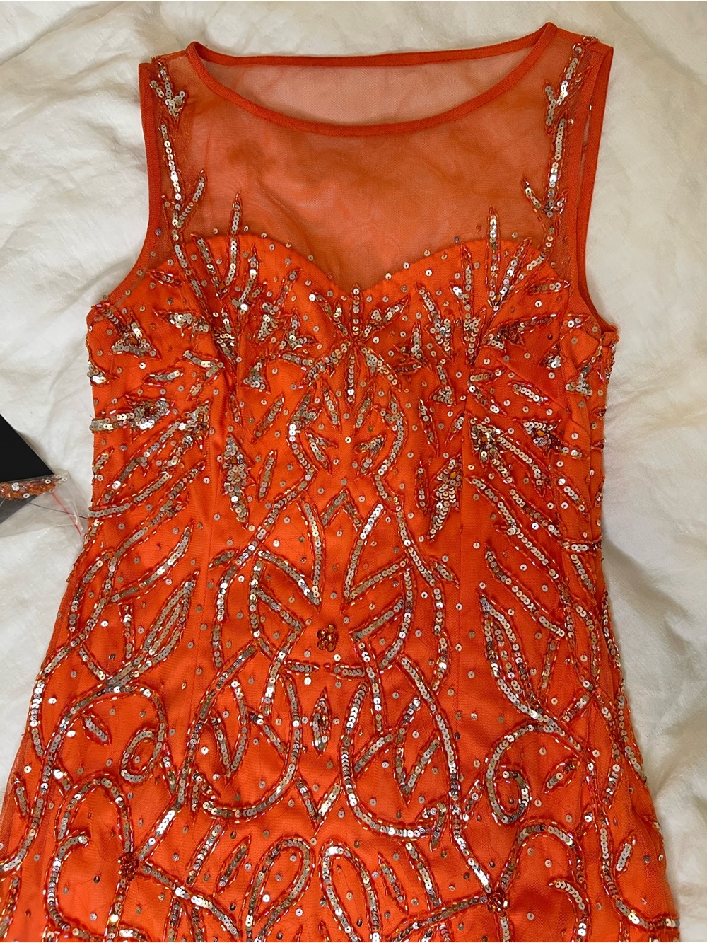 Boston Proper Vibrant Orange Sequin Dress